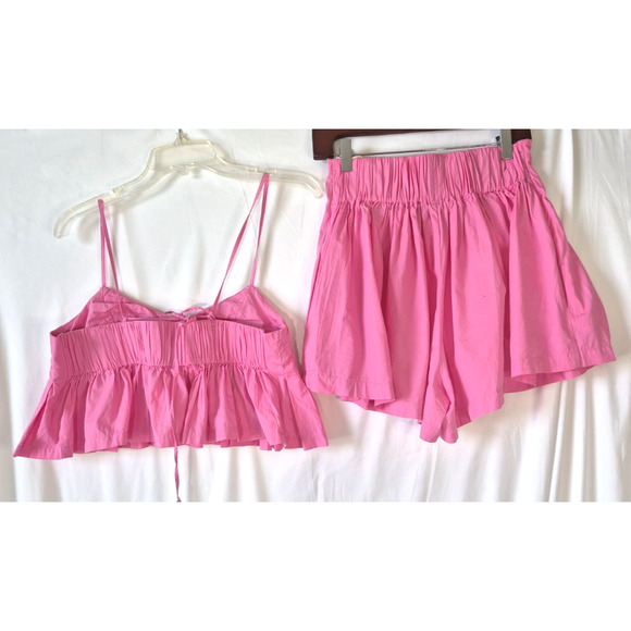 Free People Womens Aurora Pink Ruffled Miki Top Shorts Set Small - Picture 10 of 12